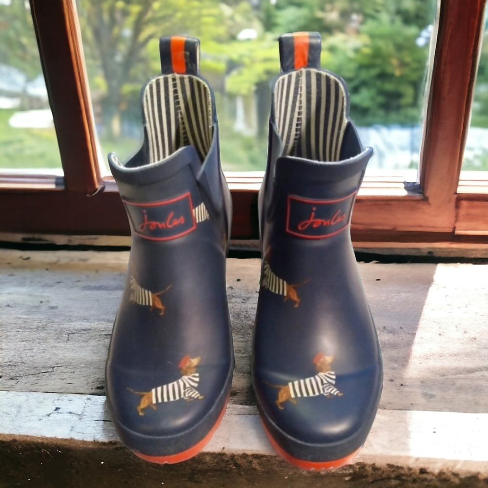 JOULES WELLIBOB Dachshund Dog Rain Boots Womans size 5